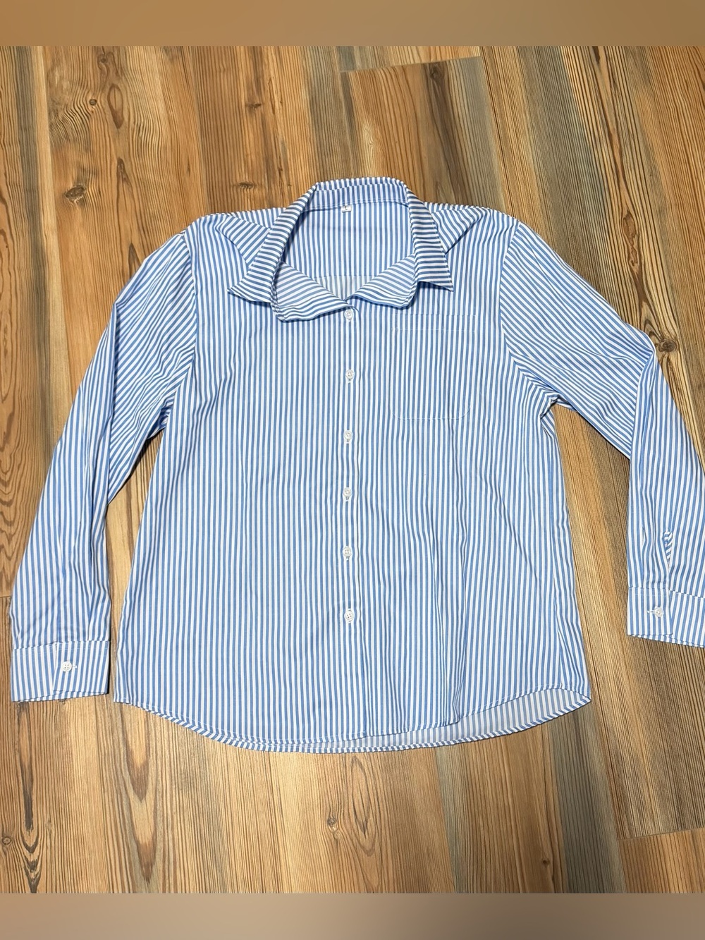 Women’s long sleeve blue/white striped button down